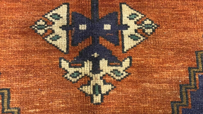 Bohemian Antique 1939s Wool Pile Natural Color Nagorno-Karabahk Rug 9’1”x4’7’’ gallery