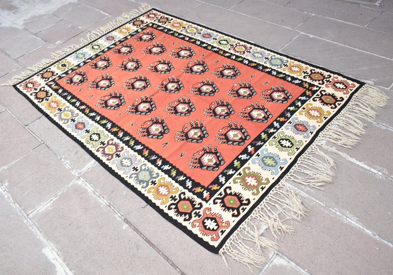 Vintage Sharkoy Rug 55'' x 78'' Flat Woven Sharkoy Kilim Fine Quality Wool Rug gallery