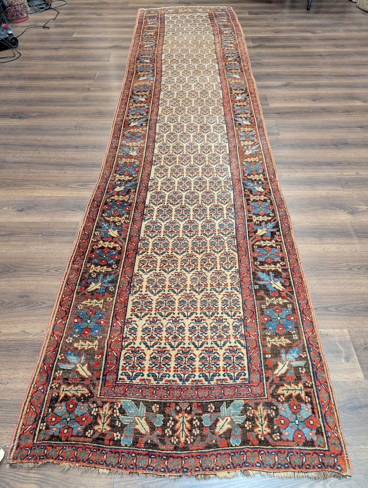 Antique Per'sian Runner Rug 3x15, Bidjar Runner, Rare