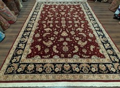 Sino Per’sian Rug 9×12, Burgundy and Navy Blue, Allover Pattern, Fine 290 KPSI