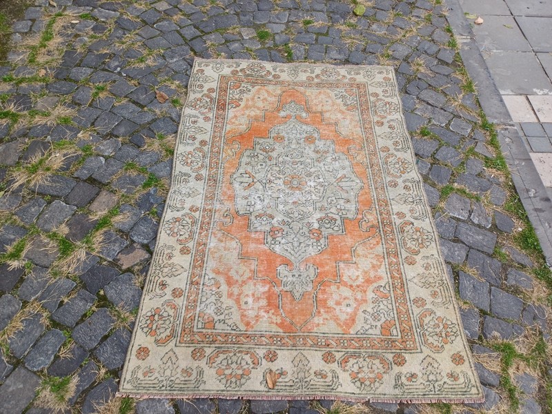 Very Old Kayseri Area Rug 3.31 x 5.12 ft , Handmade 3x5 Kitchen Rug 101 x 156 cm gallery