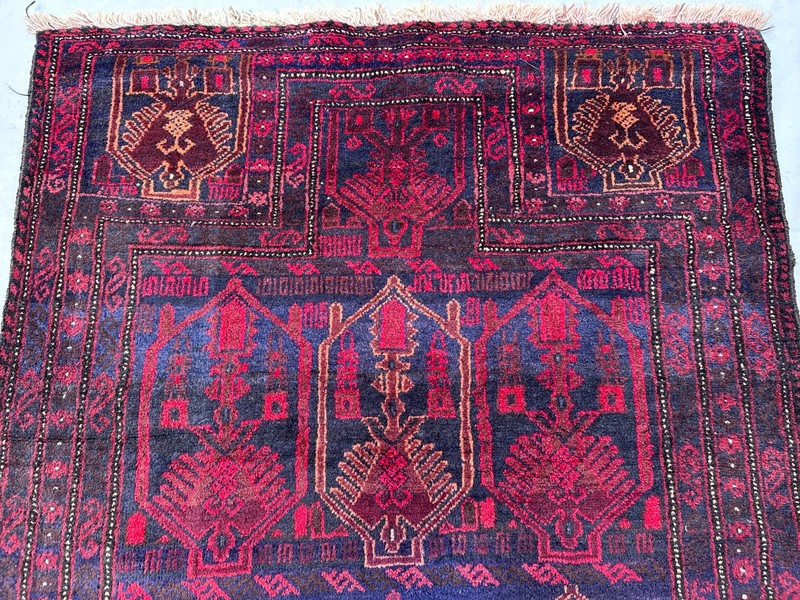 Vintage Nomad Maldari Tribal Belouch Natural Vegetable Dye Zakani Prayer Carpet gallery