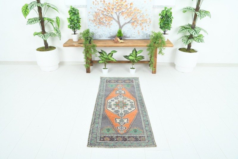 Turkish Door Mat Small Rug 2x4 Hand-Knotted Vintage Oushak Mini Rug Carpet,931 gallery