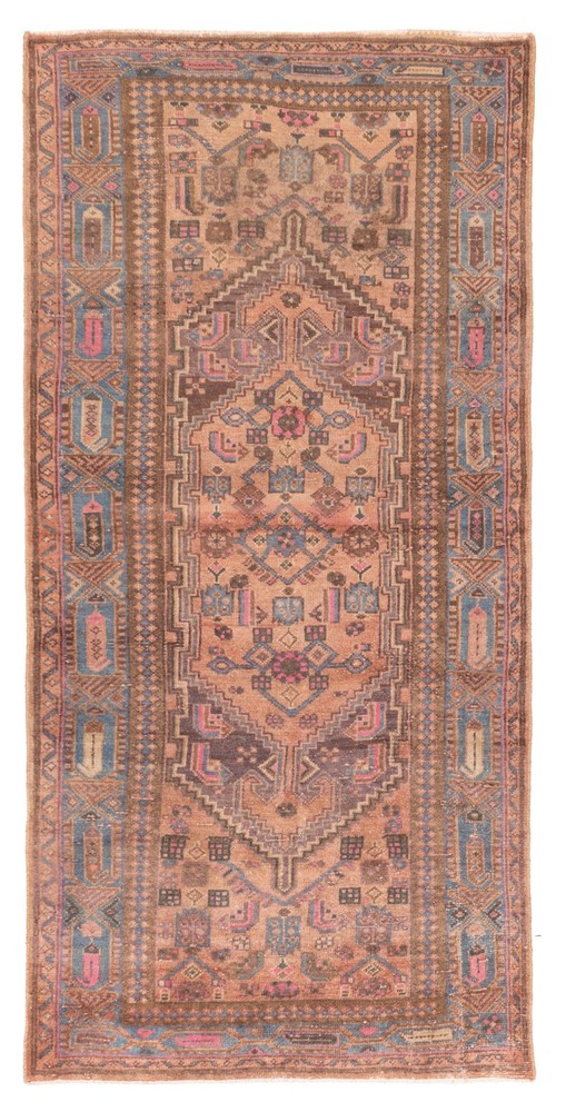 Traditional Vintage Hand-Knotted Area Rug 3'5" x 7'8" Oriental Wool Carpet
