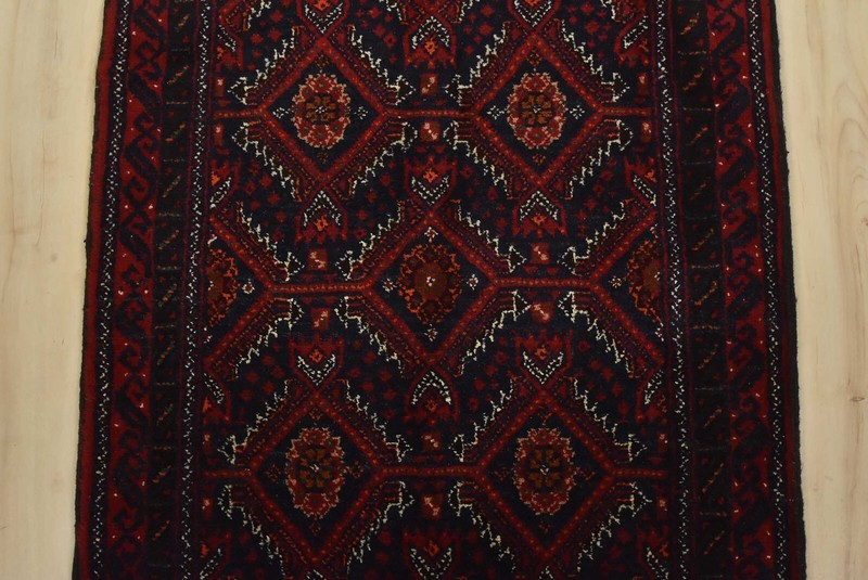 Baloch Runner 2'2'' x 11'6'' Blue Wool Vintage Tribal Hand-Knotted Oriental Rug gallery