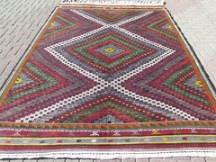Embroidery Rug, Area rug 7×10, Wool Rug, Vintage Turkish Kilim, Carpet 85″x115″