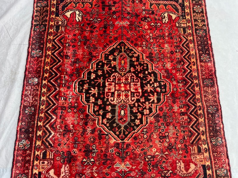 Vintage Caucasian Medallion Rug 3'8 x6'3 Red Hand Knotted Tribal Area Carpet Rug gallery