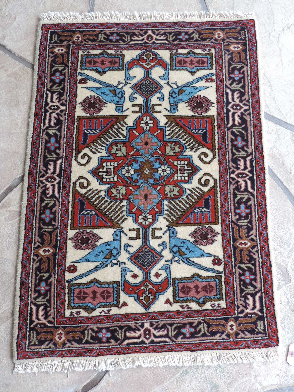 2x3ft. Handmade Ardebil Caucasian Wool Rug gallery