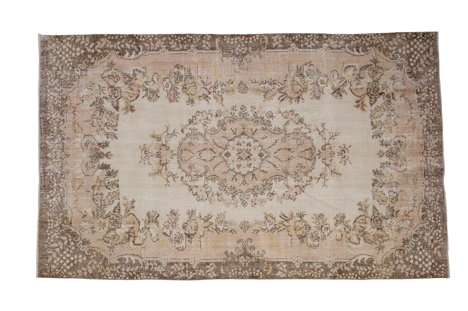 Neutral rug, Earth tone rug, Handmade area rug, Vintage oushak rug, 6.6x10 ft gallery