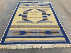 Vintage Traditional Handmade Southwestern Style Wool Multicolor Kilim 5.6×3.8 ft