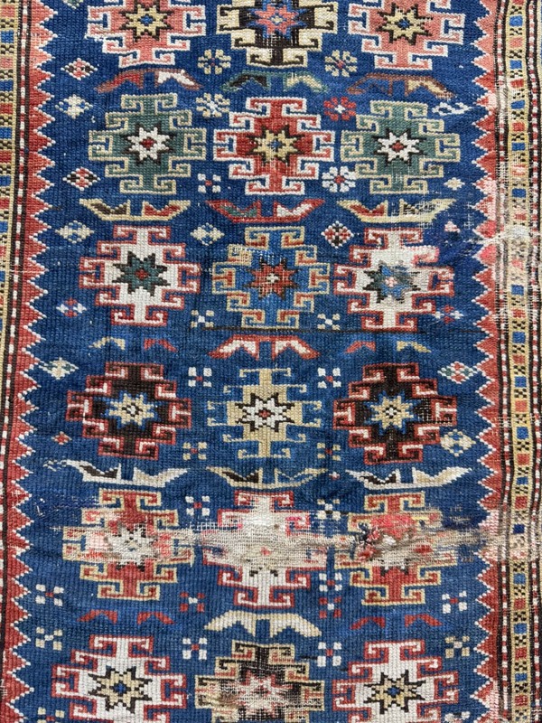 Antique Rare Authentic Collectibe Hand Knotted Azerbaijan Chi Chi Distressed Rug gallery
