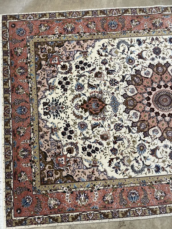 6’ 6”x9’ 10” FINE ORIENTAL RUG WOOL SILK VINTAGE HANDMADE HAND-KNOTTED COLORFUL gallery