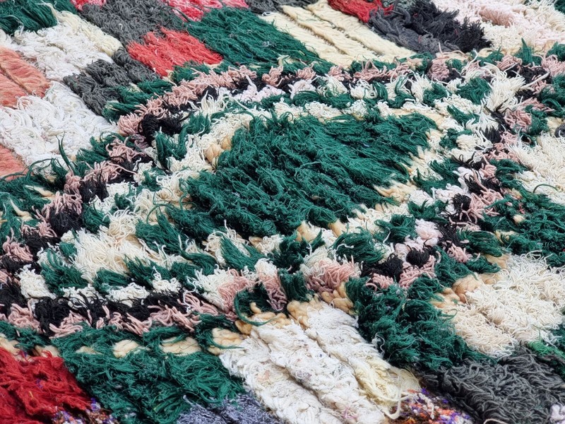 Moroccan Handmade Vintage Rug 2'8x4'6 Berber Geometric Green Cotton Area Carpet. gallery
