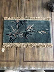 Antique Fette Peking Handwoven Chinese Art Deco Rug Teal Bamboo 1×2