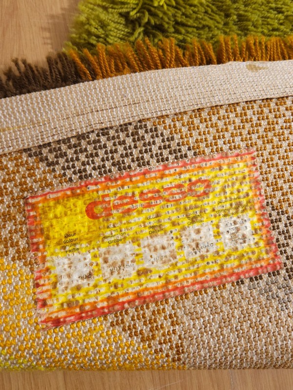 DESSO Allegro shag dralon wool Rug green orange yellow vintage 70s mid-century gallery