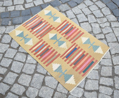 Turkish Small Rug 23” x 33” Vintage Awesome Rug Hand Woven Oushak Wool Rug