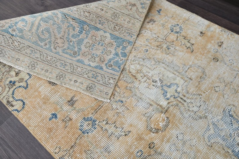Vintage Turkish Runner Rug 2x7ft Wool Anatolian Handmade Hallway Oushak BEIGE gallery