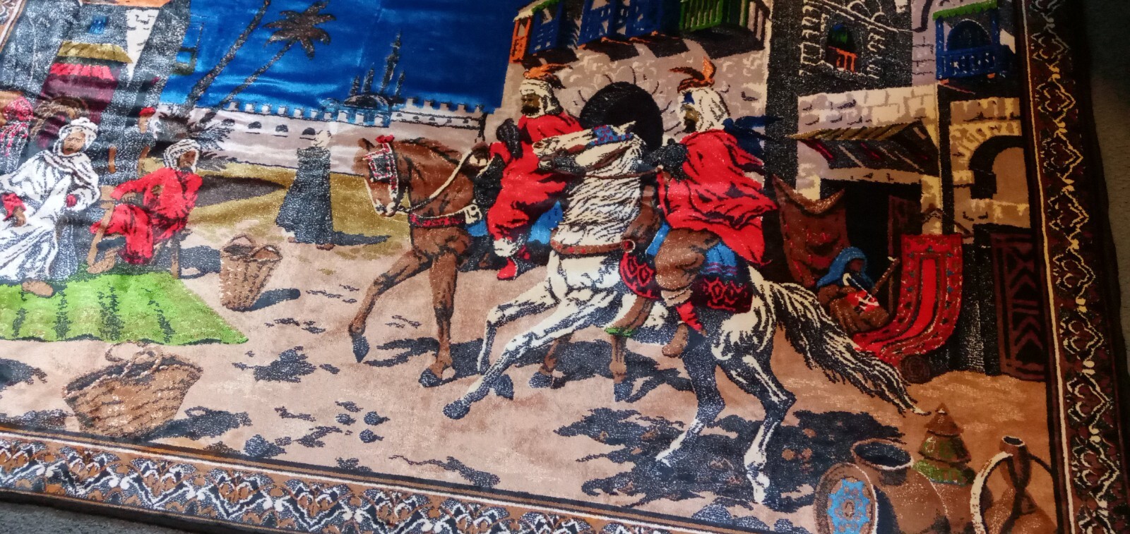 Blue Velvet Rug or Wall Hanging 46"x74" Desert Scene gallery