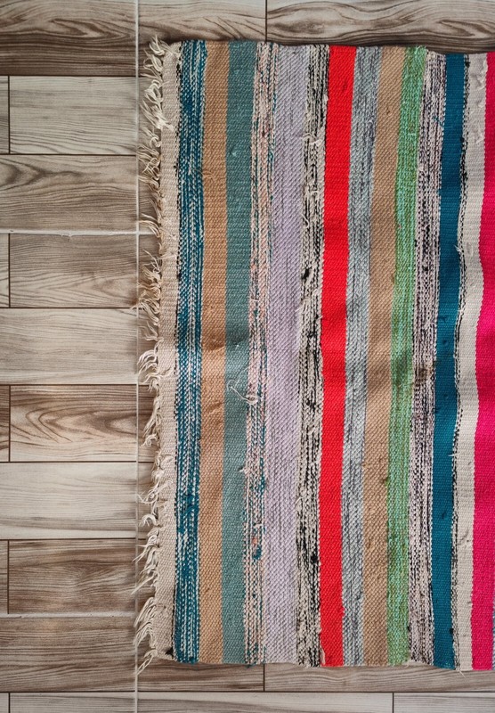 Striped Runner Rug, Stair Tread Hand MADE Kilim, 4.7 x 7.1 Ft gallery