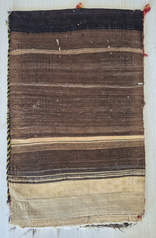 Antique Handwoven Wool Collectible Rug Pillow, Anatolian Kurdish Small Carpet gallery