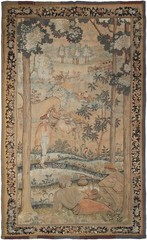 5×9 Antique French Verdure Figural Woven Tapestry 152cmx269cm Signed 1900