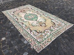 Turkish Antique rug Bohemian Area rug Oushak rug Vintage Rug Handmade Wool rug