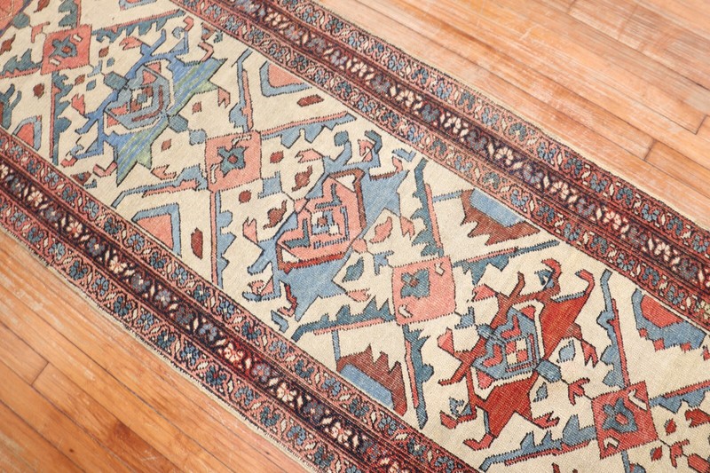 Antique Serapi Ivory Runner Rug 2'10''x13'1'' gallery