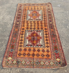 Vintage Hand Made Traditional Rug Oriental Wool Multicolor Carpet 205×110 cm