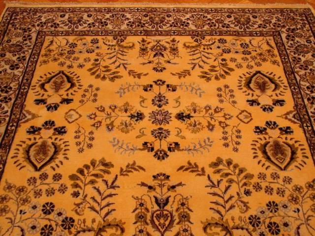 6x6 Wool Graceful Handmade Light Gold New Square rug PIX-3054 gallery
