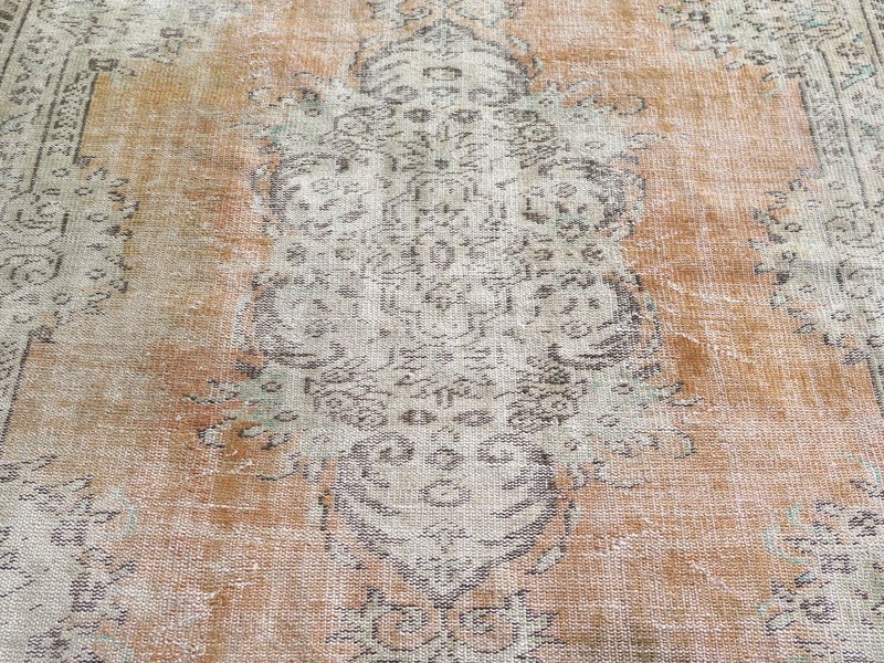 Wool Carpet, Area Rugs, Orange Turkish Rug, Distressed Rug, Floor Rug 65"X108" gallery