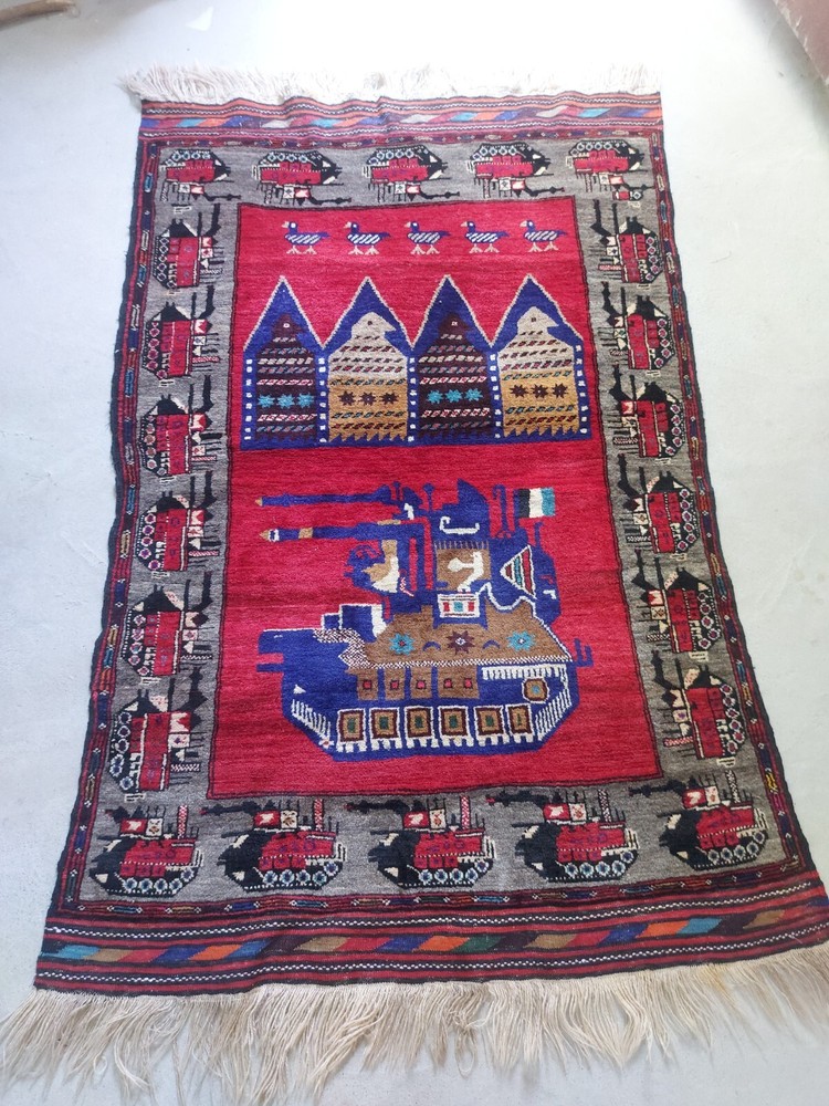 6'x4' Ft Gorgeous Afghan War Art Vintage Wool rug best tribal rug oriental rug