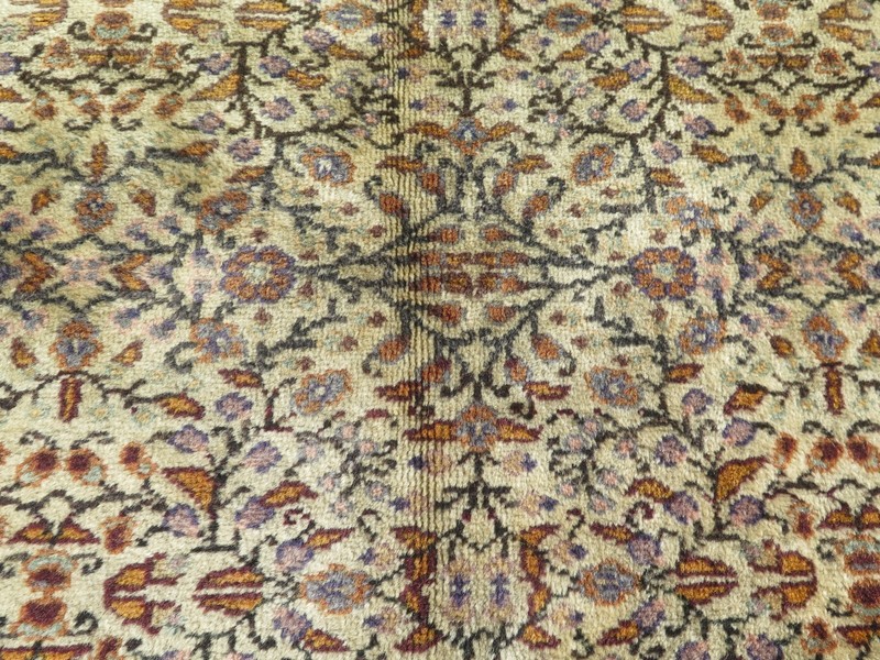 Vintage Turkish Large Carpet, Area Rugs, Handmade Floor Beige Wool Rug 76"x115" gallery