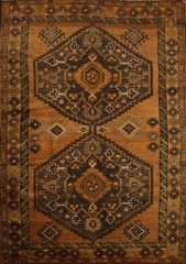 3×5 Antique Tribal Rug Hand-Knotted Wool Medallion Rust Orange Carpet