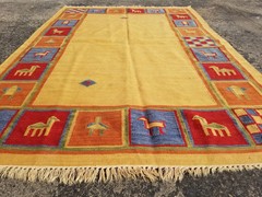 Vintage Traditional Handmade Gabbeh Wool Multicolor Kilim 6.2×4.3 ft