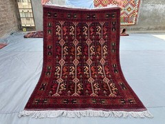 3’4 x 4’9 ft Vintage Turkmen Afghan Hand Knotted Wool Rug Tribal Soft Carpet