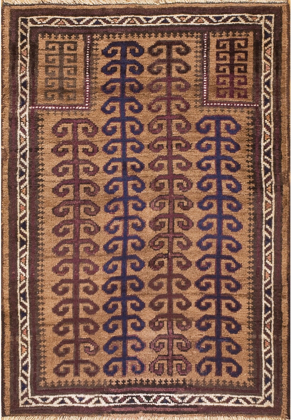 Brown Earth Tone Color Antique Tribal Muslim Prayer Design Afghan tribal Rug gallery