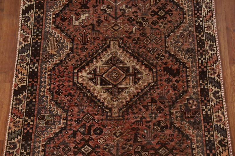 Antique Handmade Traditional Rug 4x7 Ft Vegetable Dye Tribal Red Wool Carpet gallery