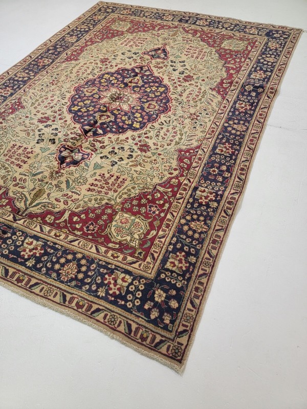 Antique Oriental Hand-Knotted Wool Area Rug Beige/Red/Blue/Green 6'11" x 10'2" gallery
