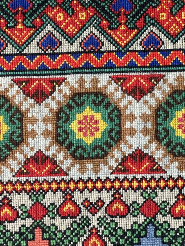 Vintage French Needle Point Handmade Floral Red Wool Rug Carpet 111x55cm gallery