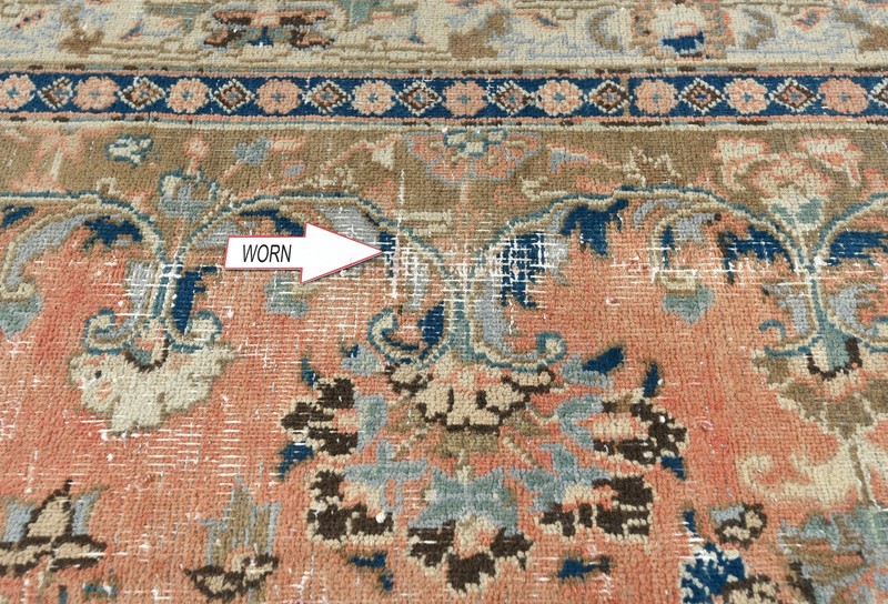 Antique Handmade Oriental Rug Muted Floral Distressed Vintage Carpet 9’5X12’3 ft gallery