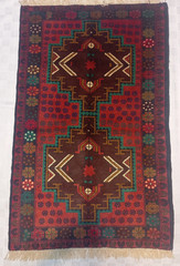 Handmade Afghan Balouch Tribal Rug 3×5 ft – Wool Oriental Carpet Geometric Desig