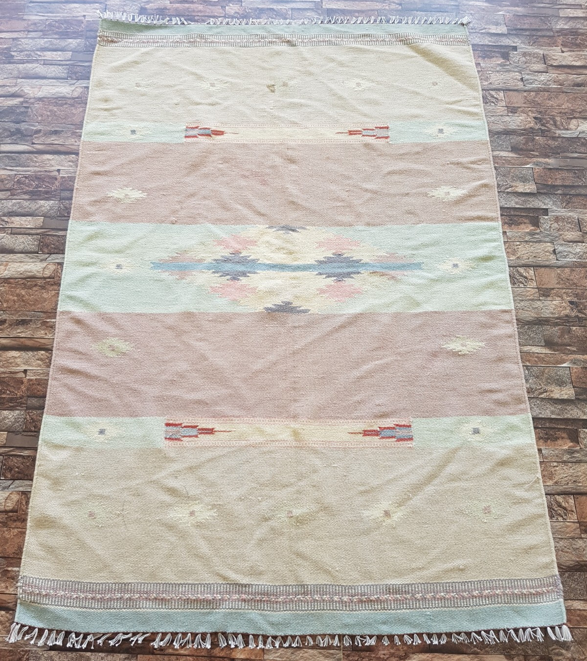 Vintage Handmade Traditional Floral Kilim Floor Rug Carpet 167x113 cm gallery