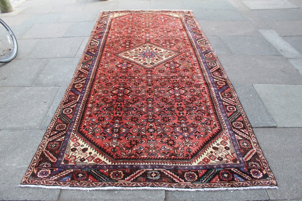 Vintage Hand Made Traditional Oriental Wool Red Large Long Rug 337x151cm