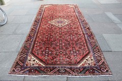Vintage Hand Made Traditional Oriental Wool Red Large Long Rug 337x151cm