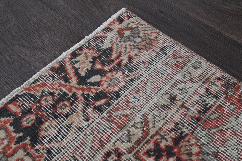 Vintage Turkish Runner Rug 2x5ft Wool Anatolian Handmade Hallway Oushak RUST gallery
