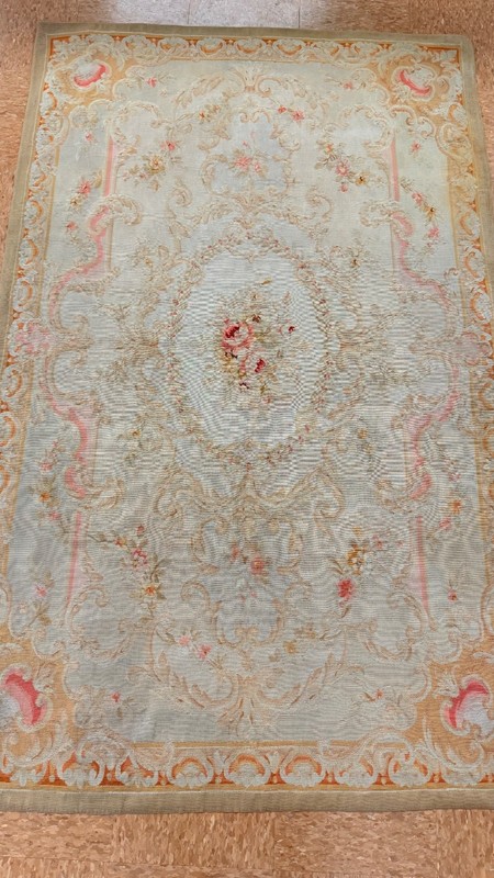 antique French Aubusson carpet 4 x 6.3 excellent condition gallery