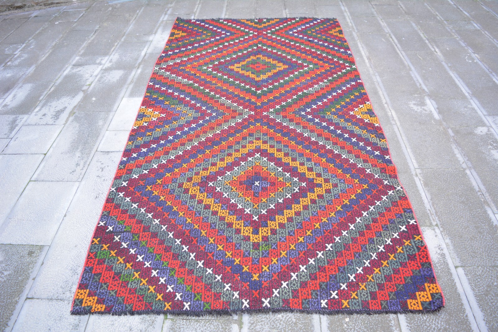 Multicolor Turkish Vintage Kilim, 4.9x9.6ft, Antique Handmade Area Kilim Rug, gallery