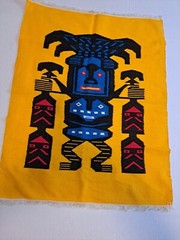 Vintage Native AmericanFolk Art Wool Rug Flat Weave Pictorial Throw