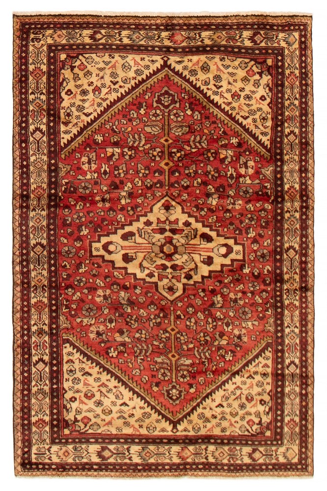 Vintage Hand-Knotted Area Rug 4'4" x 6'10" Traditional Wool Carpet