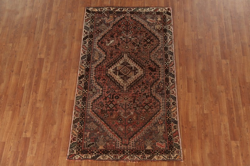 Antique Handmade Traditional Rug 4x7 Ft Vegetable Dye Tribal Red Wool Carpet gallery